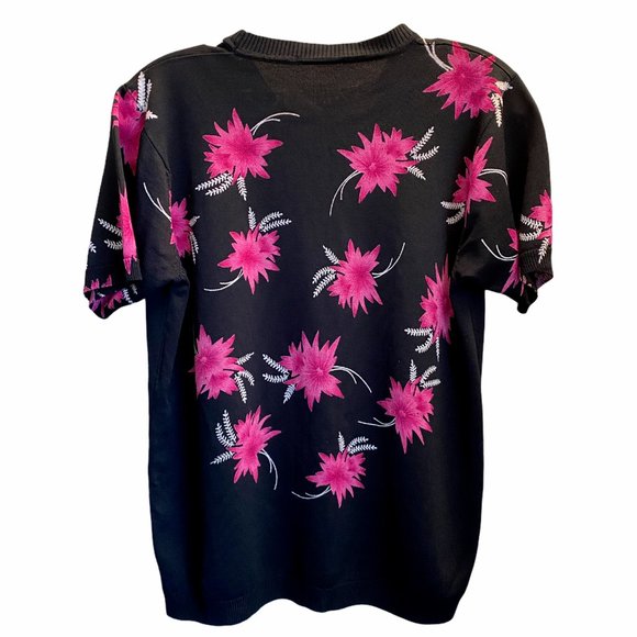 FALLER WOMENS BLACK FLORAL PRINTED TOP T SHIRT - Picture 4 of 8